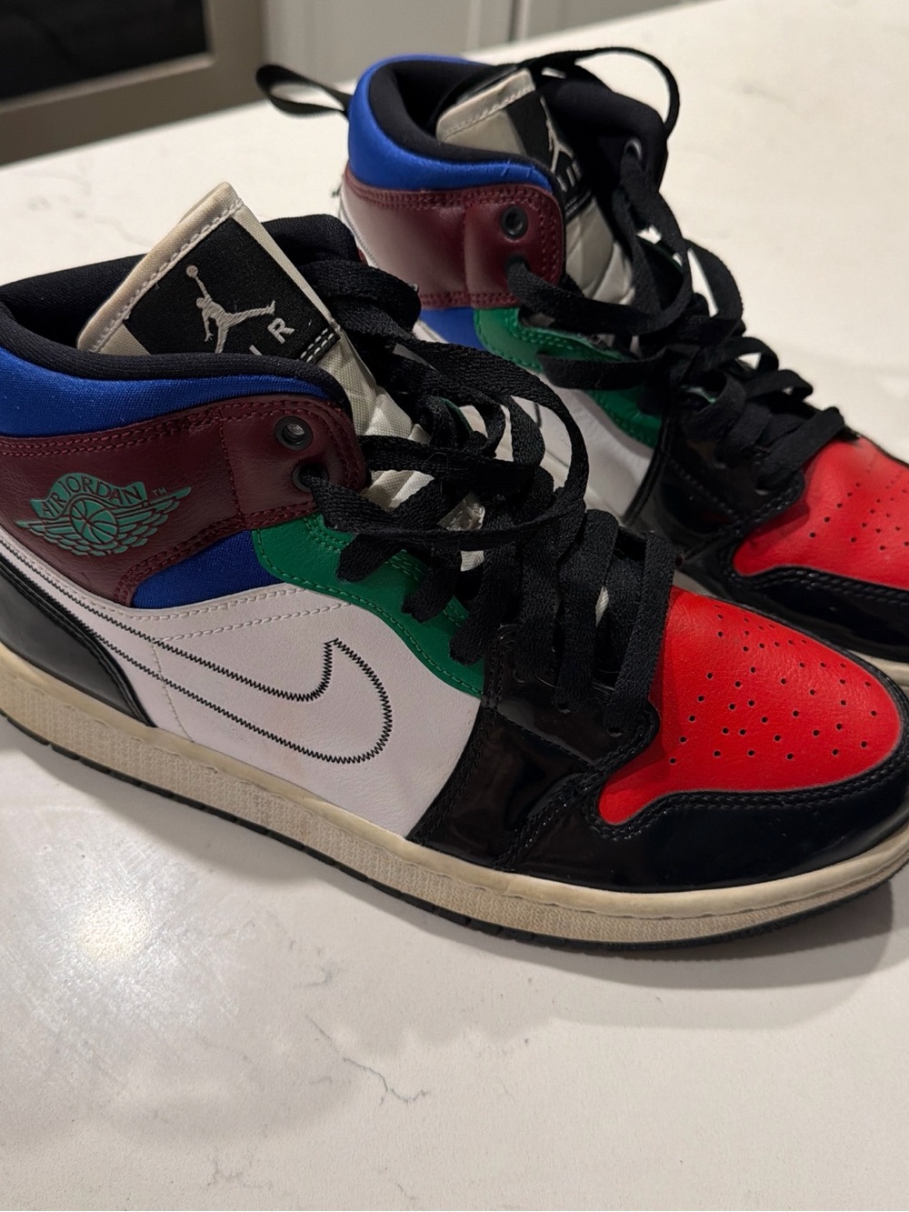 Jordan Men’s Multicolor High-Top Sneakers - Red, Black, White, Green, Blue